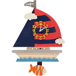 Yacht Boat Personalised Wooden Pendulum Children's Wall Clock - thumbnail 2