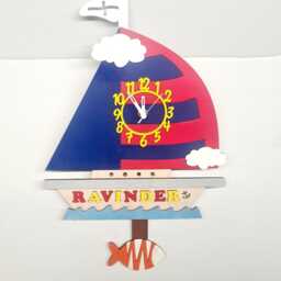 Yacht Boat Personalised Wooden Pendulum Children's Wall Clock - thumbnail 3