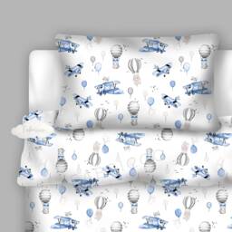 Hot Air Balloon & Fox Single Bedding Set, Duvet Cover 135 X 200 cm, Pillow Case 50 75 Sky Party, 100%cotton - thumbnail 1