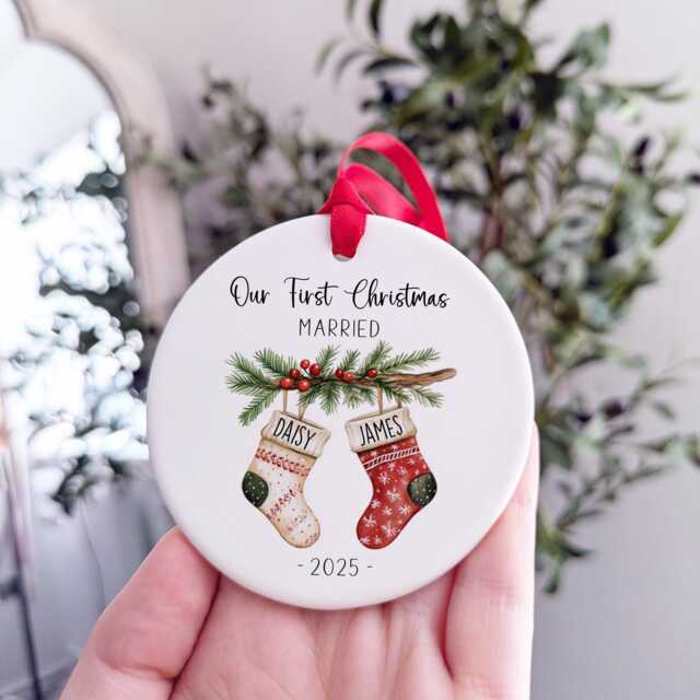 Personalised First Christmas Married Ornament - image 1