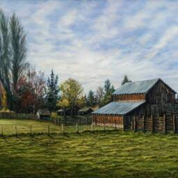 Barn Landscape Painting, Giclee Canvas Print, Farmhouse Wall Decor - thumbnail 2