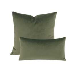 Dark Sage Velvet Cushion Covers - Soft Matt Velvet - Size Choice, Square & Lumbar Pillows - thumbnail 2