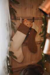 Handmade Cotton Christmas Stocking - Neutral Scandinavian Holiday Decor For Child's Room - thumbnail 1