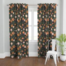 Citrus Fruit Curtain Panel - Summer Oranges Raining Spring Floral Plant Custom Tangerine Rain Jumbo By Indybloomdesign - thumbnail 2