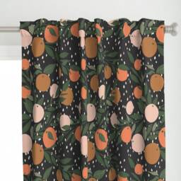 Citrus Fruit Curtain Panel - Summer Oranges Raining Spring Floral Plant Custom Tangerine Rain Jumbo By Indybloomdesign