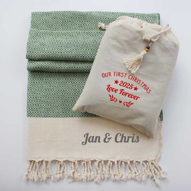 Personalised Throw Blanket, Handwoven Soft Cotton Shawl, Christmas Gift For Nanny, Dad, 2nd Wedding Anniversary - image 1