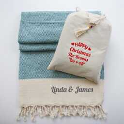 Personalised Throw Blanket, Handwoven Soft Cotton Shawl, Christmas Gift For Nanny, Dad, 2nd Wedding Anniversary - thumbnail 2