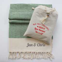 Personalised Throw Blanket, Handwoven Soft Cotton Shawl, Christmas Gift For Nanny, Dad, 2nd Wedding Anniversary