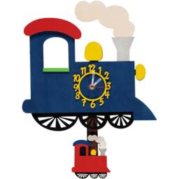Blue Train Personalised Wooden Pendulum Children's Wall Clock - thumbnail 2