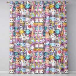 Cute Kawaii Busy School Supplies Desk Purple Background Seamless Pattern Readymade Eyelet Ring Top Thermal 100% Blackout Curtains - thumbnail 2