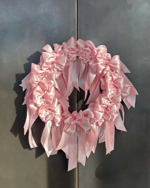 Pink, Red Satin Bow Wreath Valentine's Day, Baby Shower, Wedding, Event Decor - image 1