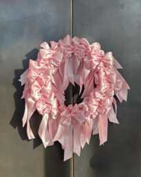 Pink, Red Satin Bow Wreath Valentine's Day, Baby Shower, Wedding, Event Decor - thumbnail 1