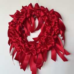 Pink, Red Satin Bow Wreath Valentine's Day, Baby Shower, Wedding, Event Decor - thumbnail 2