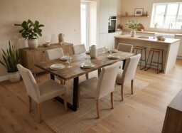 Handmade Rustic Solid Wood Dining Table With Black Square Legs