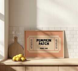Pumpkin Patch Ticket - Autumn Print Stub Autumnal Decor Halloween Wall Art - thumbnail 1