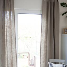 stonewashed Linen Curtain Panel Custom Farmhouse Window Drapes - thumbnail 2