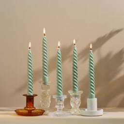 Sage Green Twist Candles Beeswax Soy Blend, Set Of 5 - thumbnail 1