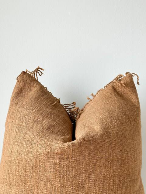 Handmade Hemp Pillow Cover Vintage Karen Tribal Design - 26x26 - image 1