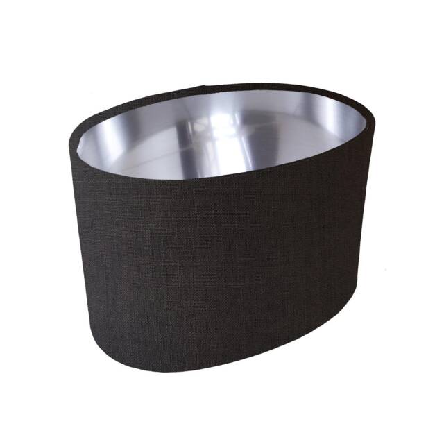 Charcoal Grey Oval Lampshade in Linen With Silver Lining - image 1