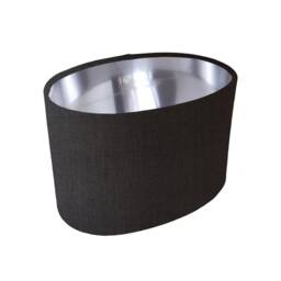 Charcoal Grey Oval Lampshade in Linen With Silver Lining - thumbnail 1