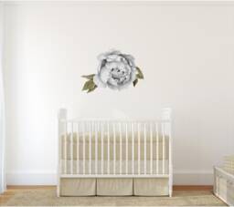 Black & White Peony #6 Leaves Removable Wall Decal Individual Peonies Baby Girl Room Nursery Decor - Customize Your Own Sticker Set