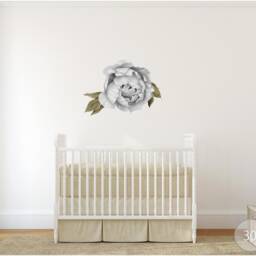Black & White Peony #6 Leaves Removable Wall Decal Individual Peonies Baby Girl Room Nursery Decor - Customize Your Own Sticker Set - thumbnail 2