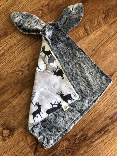 Bunny Ear Baby Blanket - Lovey Blankie Faux Fur Flannel Keepsake Security Soft Gift Baby Blanket Toddler - image 1