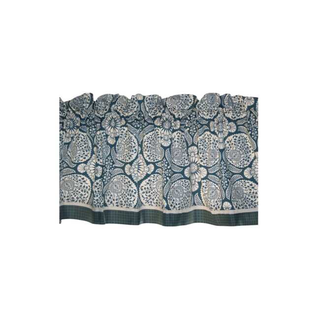 Teal Cream Floral Valance 17x54 - Joel Dewberry Curtain Handmade Window Topper Alter Dressing Drapes Home Kitchen D??cor Custom Job - image 1