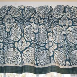 Teal Cream Floral Valance 17x54 - Joel Dewberry Curtain Handmade Window Topper Alter Dressing Drapes Home Kitchen D??cor Custom Job - thumbnail 2