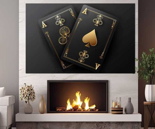 Pocket Aces Abstract Canvas Print, Poker Wall Art, Player Gift, Room Decor, Casino Framed & Ready To Hang - image 1