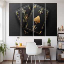Pocket Aces Abstract Canvas Print, Poker Wall Art, Player Gift, Room Decor, Casino Framed & Ready To Hang - thumbnail 3