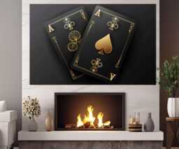 Pocket Aces Abstract Canvas Print, Poker Wall Art, Player Gift, Room Decor, Casino Framed & Ready To Hang - thumbnail 1