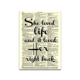Antique Dictionary Art Print, She Loved Life Quote, Inspirational Wall Decor - thumbnail 3