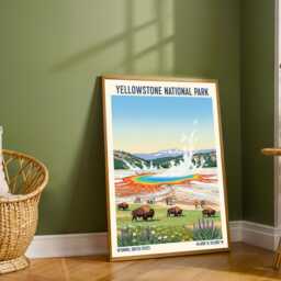 Yellowstone National Park, Wyoming Travel Poster - Usa American Vintage Art Print - thumbnail 2