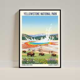 Yellowstone National Park, Wyoming Travel Poster - Usa American Vintage Art Print - thumbnail 1