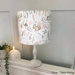 Lampshade - Nursery Ceiling Or Table Lampshade, Sketched Woodland Childrens Room Round Deer Decor - thumbnail 2