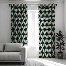 Leaf Pattern Curtains, Geometric Window Drapes, Modern Home Decor, Custom Length Available, Floral Bedroom & Living Room Treatments - thumbnail 2