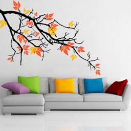Pretty Autumnal Branch - Beautiful Fall View Maple Leaves Tree Wall Decal Decor Removable Vinyl Decals S028 - thumbnail 1