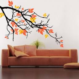 Pretty Autumnal Branch - Beautiful Fall View Maple Leaves Tree Wall Decal Decor Removable Vinyl Decals S028 - thumbnail 2