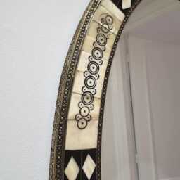 Oval Moroccan Oriental Mirror With Cow Bone Frame - thumbnail 4