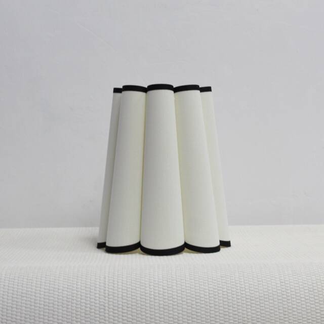 Handmade Beige Fabric Lampshade With Black Trim-6# - image 1