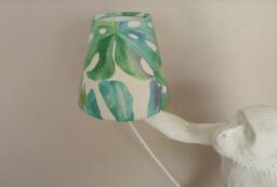 Tropical Botanical Palm Green/Blue Fabric Candle Clip Lampshades - 2 Sizes - thumbnail 1