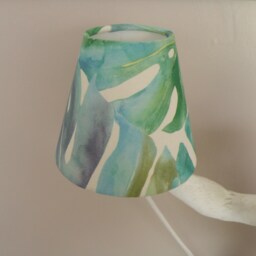 Tropical Botanical Palm Green/Blue Fabric Candle Clip Lampshades - 2 Sizes - thumbnail 2