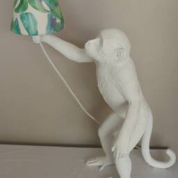 Tropical Botanical Palm Green/Blue Fabric Candle Clip Lampshades - 2 Sizes - thumbnail 3