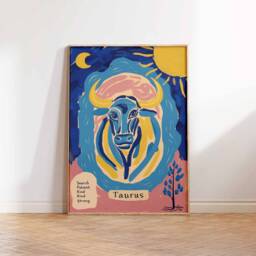 Taurus Poster, Star Sign Zodiac Print, Birthday Gift, Celestial Astrology Art, Boho Decor, Bedroom Spiritual Wall Art - thumbnail 3