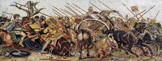 Handmade Marble Mosaic Wall Art Alexander Battle, Ancient History Decor