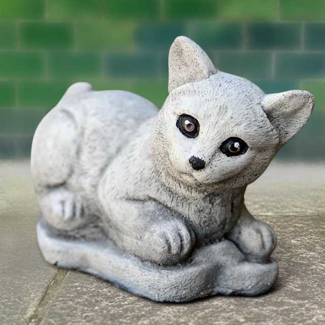 Concrete Kitten Sculpture Stone Puppy Cat Figurine Outdoor Kitty Statue Garden Pet Decor Cement Ornament Art Handmade - image 1