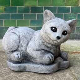 Concrete Kitten Sculpture Stone Puppy Cat Figurine Outdoor Kitty Statue Garden Pet Decor Cement Ornament Art Handmade - thumbnail 3