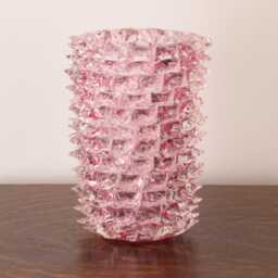 Rostrato Vase Made Of Authentic Venetian Pink & Clear Murano Glass, Handmade Made in Italy The Style Ercole Barovier Height 30 cm - thumbnail 3