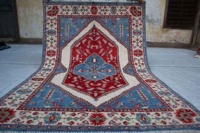 4x6 Ft Afghan Medallion Wool Rug, Handmade Luxury Farmhouse Brand New Kazak Area Bedroom Living Room Office Decor Rug - image 1